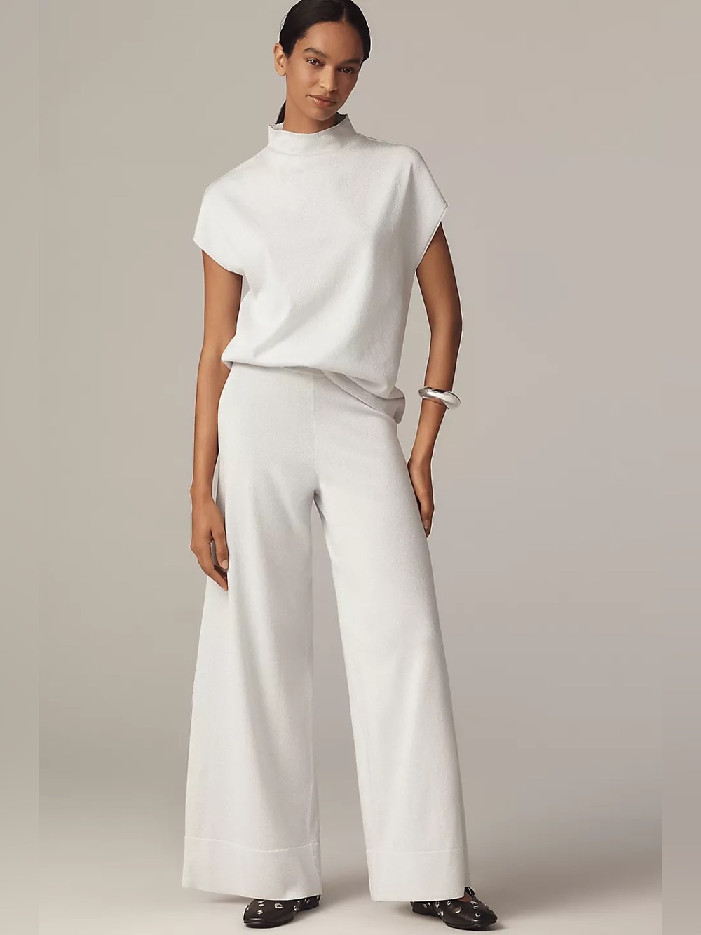 Wide-Leg High-Rise Pants in White